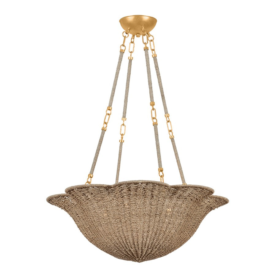 Hudson Valley Ardonia 4 Light Chandelier, Vintage Gold Leaf/Abaca - 1074-VGL
