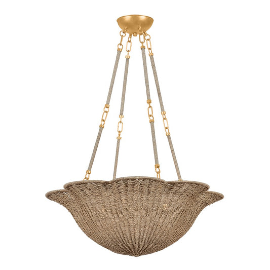 Hudson Valley Ardonia 4 Light Chandelier, Vintage Gold Leaf/Abaca - 1074-VGL