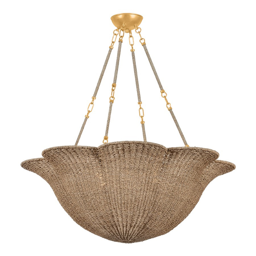 Hudson Valley Ardonia 6 Light Chandelier, Vintage Gold Leaf/Abaca - 1076-VGL