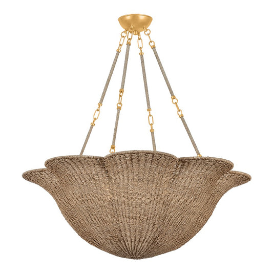 Hudson Valley Ardonia 6 Light Chandelier, Vintage Gold Leaf/Abaca - 1076-VGL