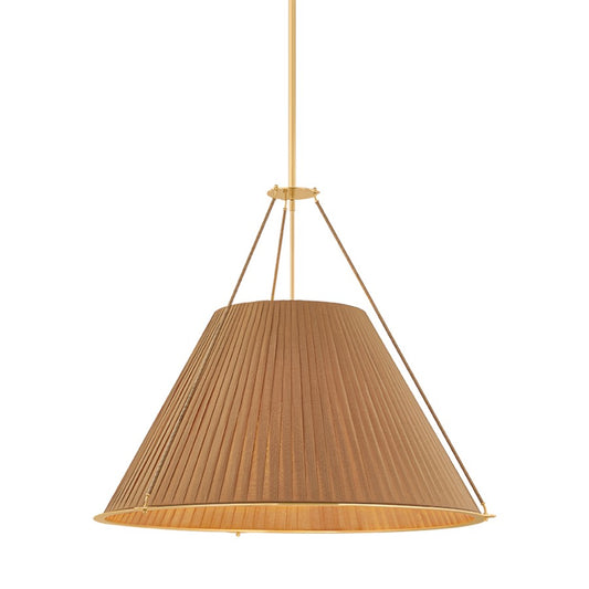 Hudson Valley Lighting Sunside 5 Light Chandelier, Aged Brass/Silk - 1145-AGB