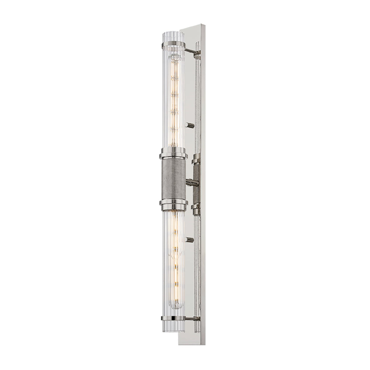Hudson Valley Shaw 26.5in 2-Light Wall Sconce | Polished Nickel and Clear Optic Glass | Bedroom & Bathroom | 2.5 x 26.5 in | Model 1273-PN