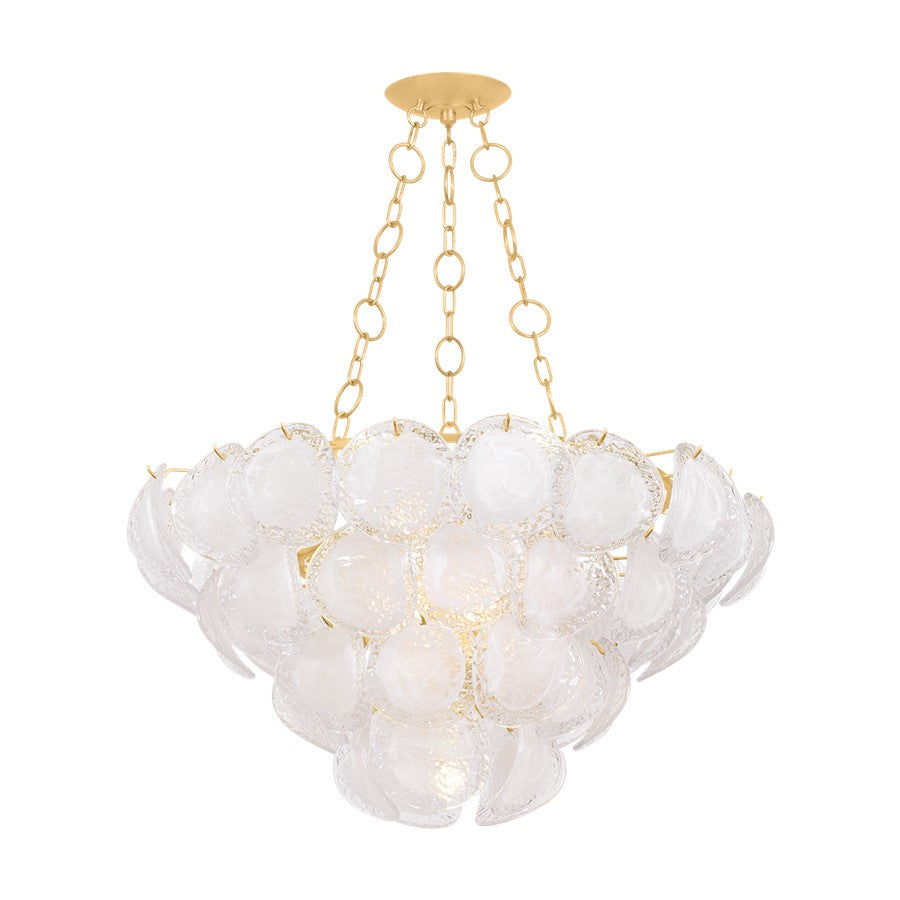 Hudson Valley Cedar Hill 9Lt Chandelier, Gold Leaf/Blonchino Piastre - 1339-VGL