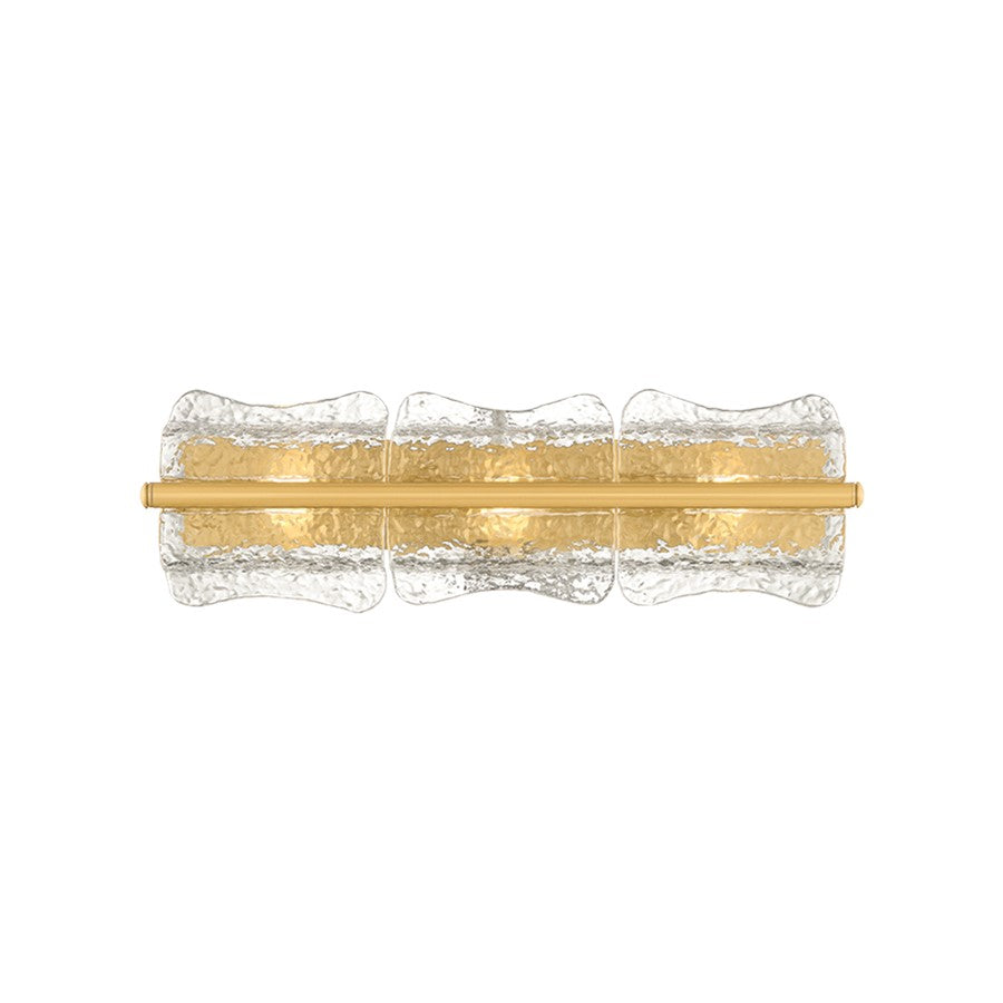 Hudson Valley Fosterdale 3 Light Wall Sconce, Aged Brass/Clear Optic - 1373-AGB