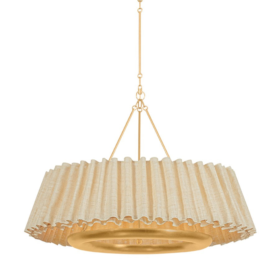 Hudson Valley Beechford 6Lt 40" Chandelier, Gold Leaf/Raffia Ruffle - 1540-VGL