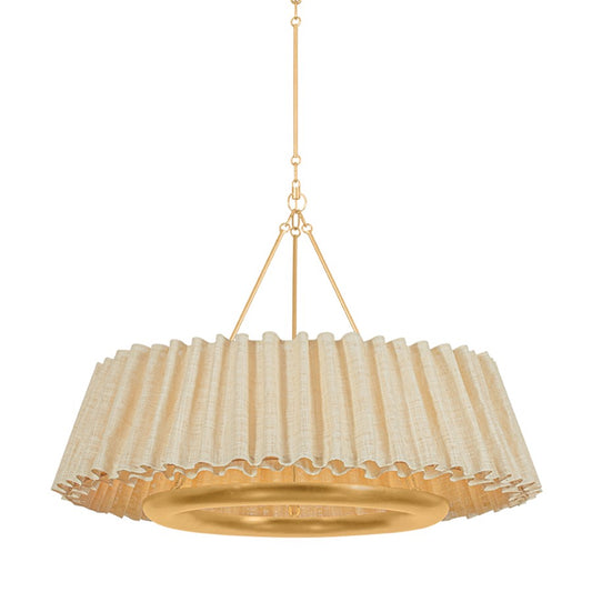 Hudson Valley Beechford 6Lt 40" Chandelier, Gold Leaf/Raffia Ruffle - 1540-VGL