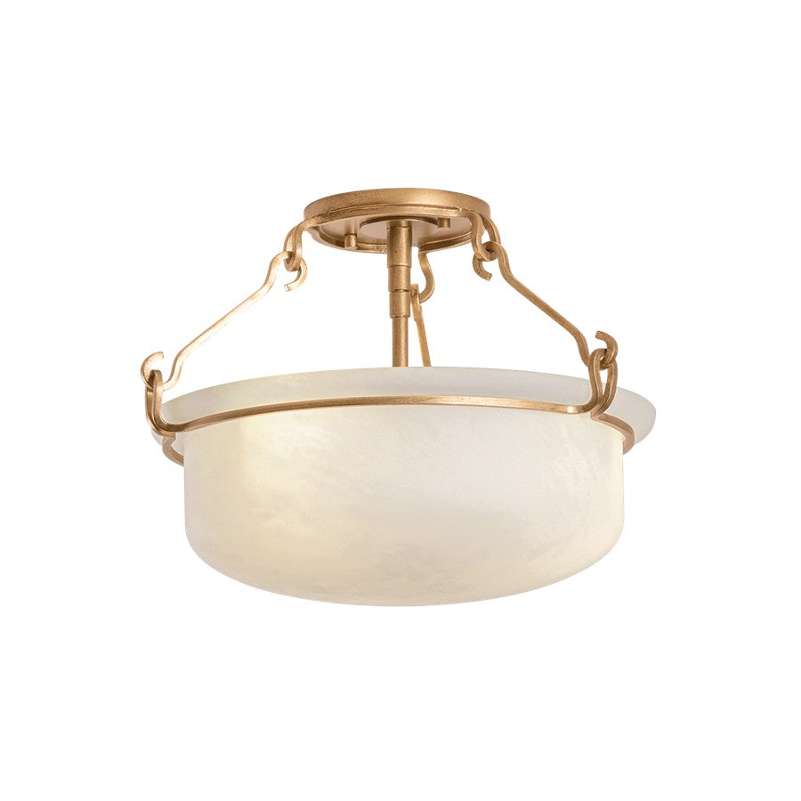 Hudson Valley Lowerre 2Lt Semi Flush Mount, Patina Gold Leaf/Cloud - 1552-PGL