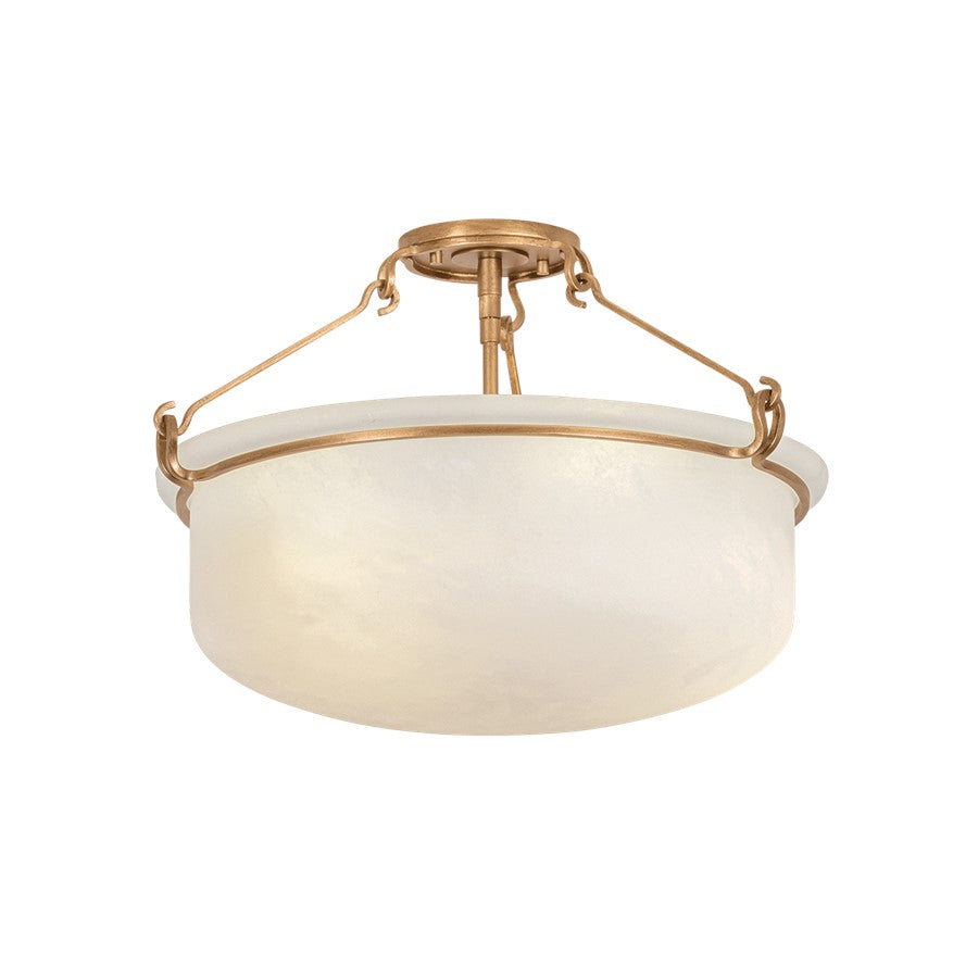 Hudson Valley Lowerre 3Lt Semi Flush Mount, Patina Gold Leaf/Cloud - 1553-PGL
