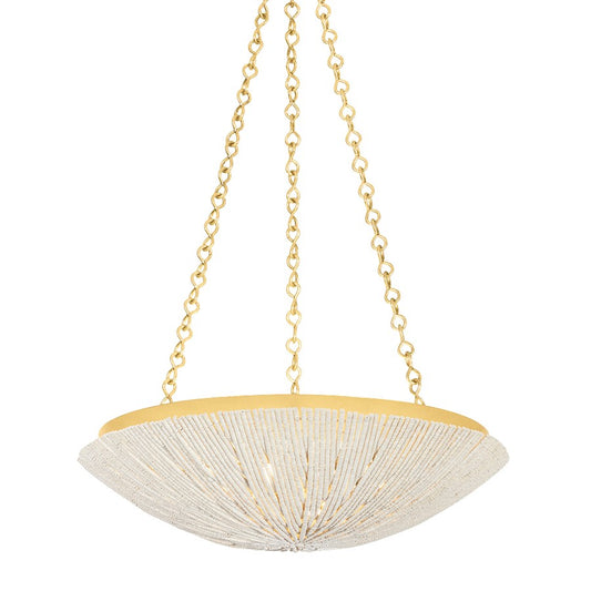 Hudson Valley Summerside 4 Light Pendant, Vintage Gold Leaf - 1704-VGL