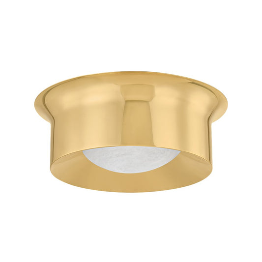 Hudson Valley Noxon 1 Light 14" Flush Mount, Aged Brass/Matte Cloud - 1714-AGB