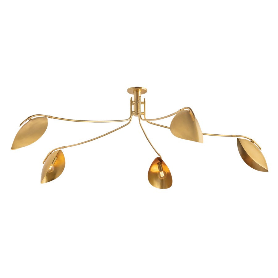 Hudson Valley Avondale 5Lt Semi Flush Mount, Aged Brass - 1755-AGB