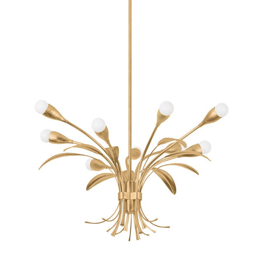 Hudson Valley Bilston 9 Light Chandelier, Vintage Gold Leaf - 1909-VGL