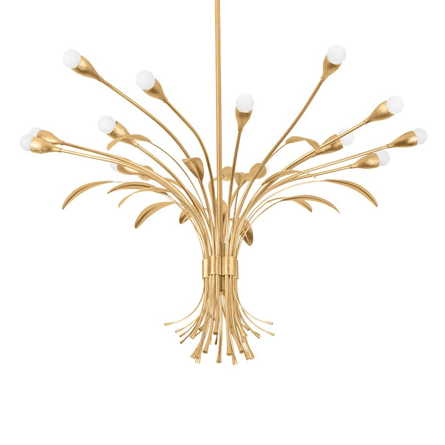 Hudson Valley Bilston 15 Light Chandelier, Vintage Gold Leaf - 1915-VGL