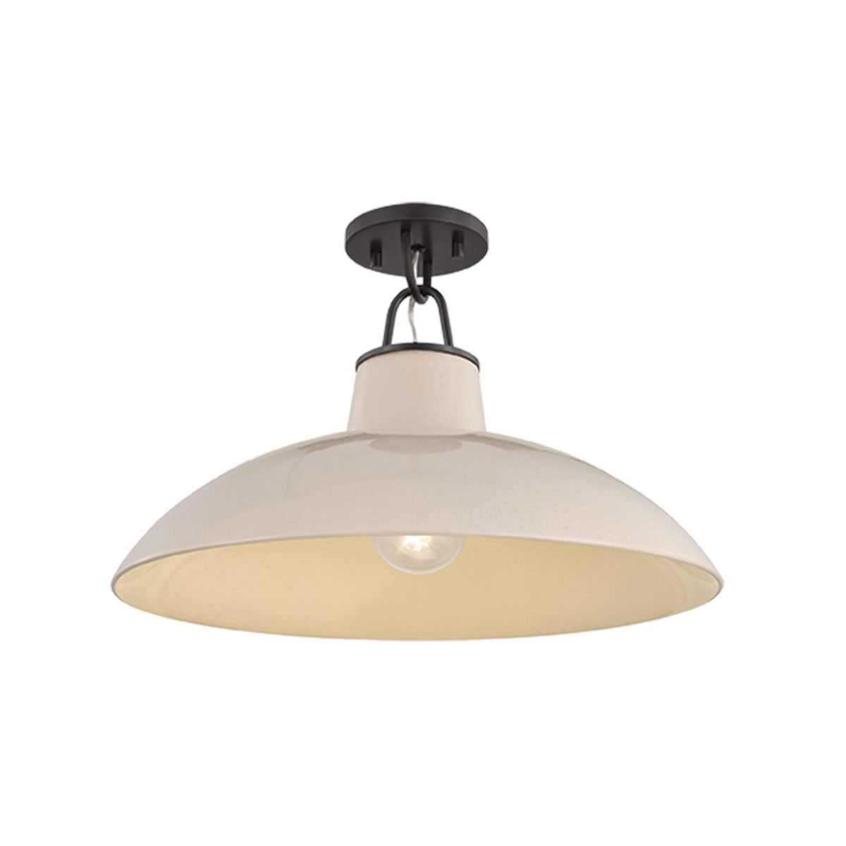 Hudson Valley Pottersville 18in 1-Light Flush Mount | Mid-Century Distressed Bronze and Ivory Crackle Ceramic | Kitchen & Hallway | Model 1929-DB-CIC
