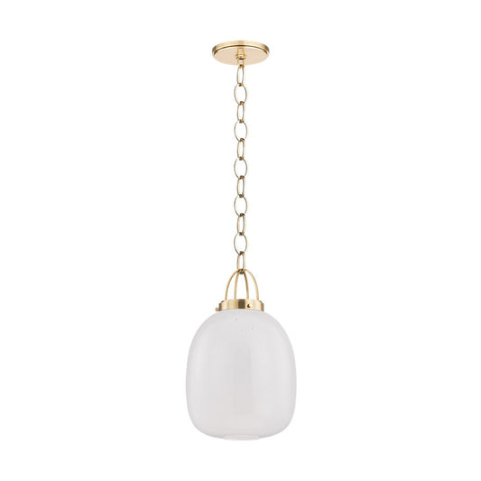 Hudson Valley Enosburg 1Lt 11" Pendant, Aged Brass/Clear Cloud Seeded - 2013-AGB
