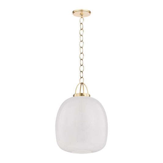 Hudson Valley Enosburg 1Lt 16" Pendant, Aged Brass/Clear Cloud Seeded - 2016-AGB