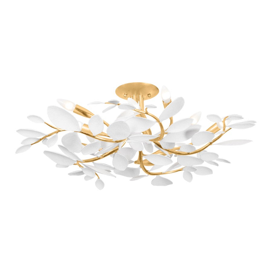 Hudson Valley Marabec Semi Flush, Gold Leaf/White Plaster
