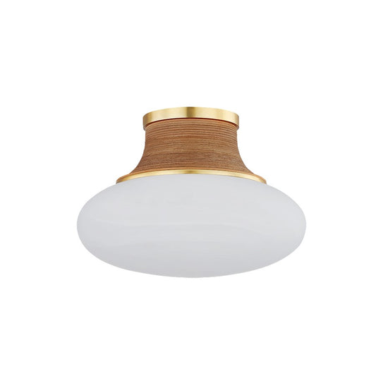 Hudson Valley Pearl River 1Lt 11" Flush Mount, Aged Brass/Matte Cloud - 2308-AGB