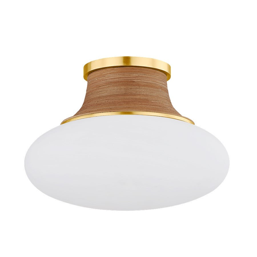 Hudson Valley Pearl River 1Lt 15" Flush Mount, Aged Brass/Matte Cloud - 2310-AGB