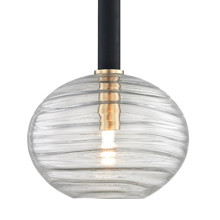 1 Light LED Pendant, Aged Brass