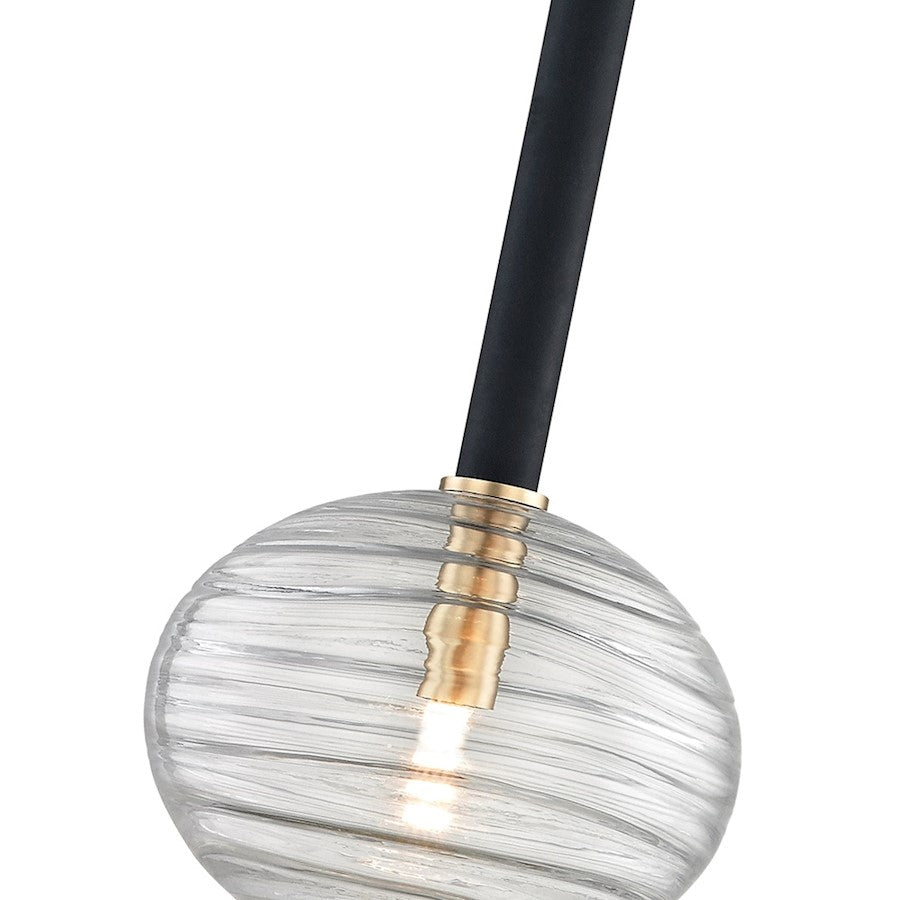 1 Light LED Pendant, Aged Brass
