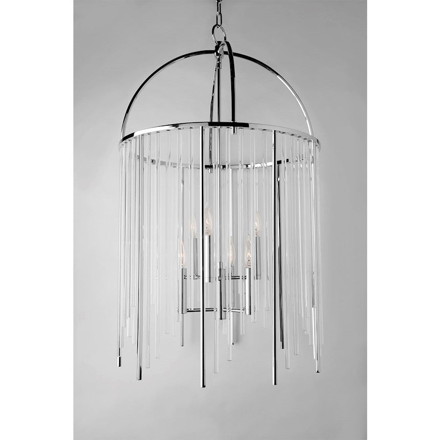 6 Light Chandelier, Polished Nickel