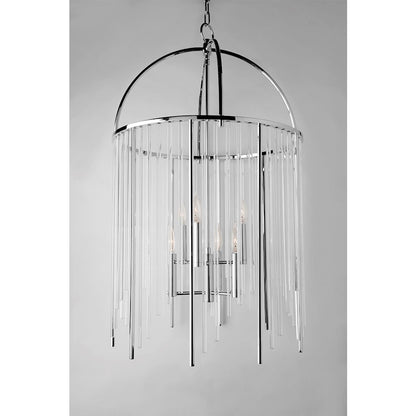 6 Light Chandelier, Polished Nickel