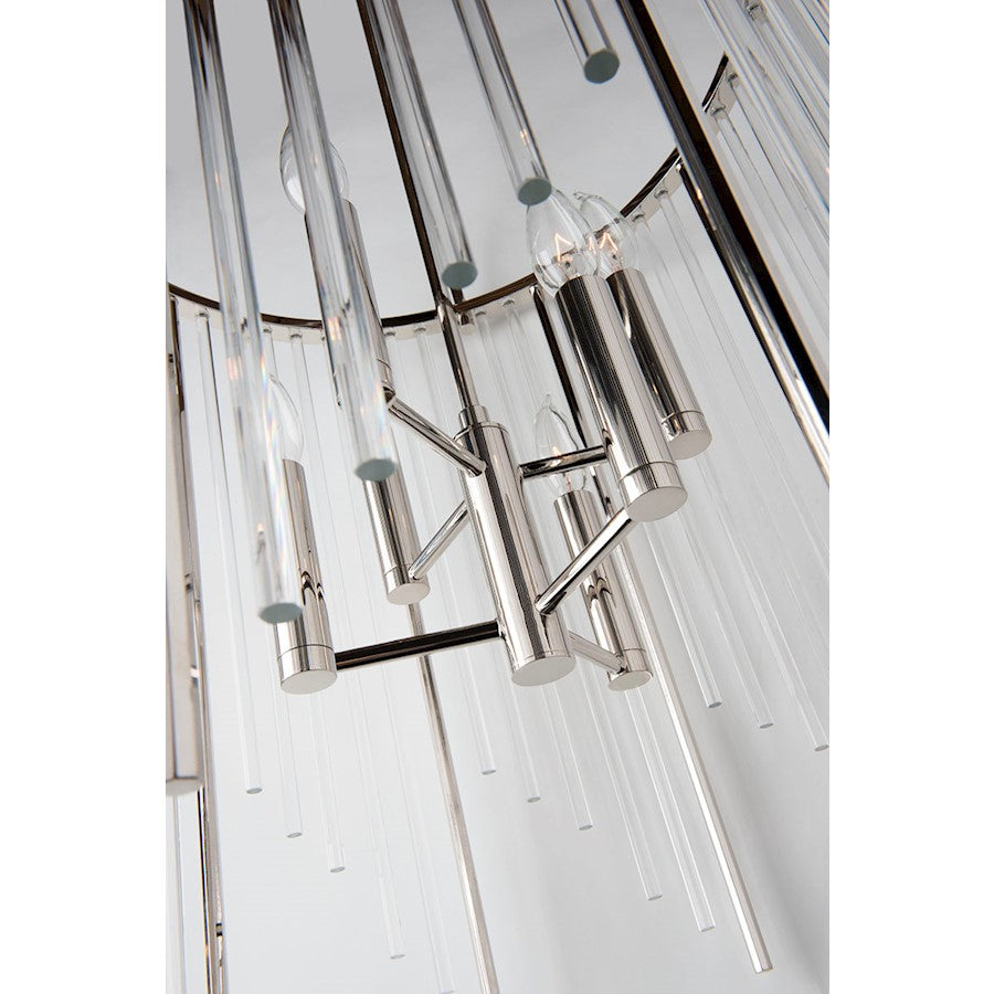 6 Light Chandelier, Polished Nickel