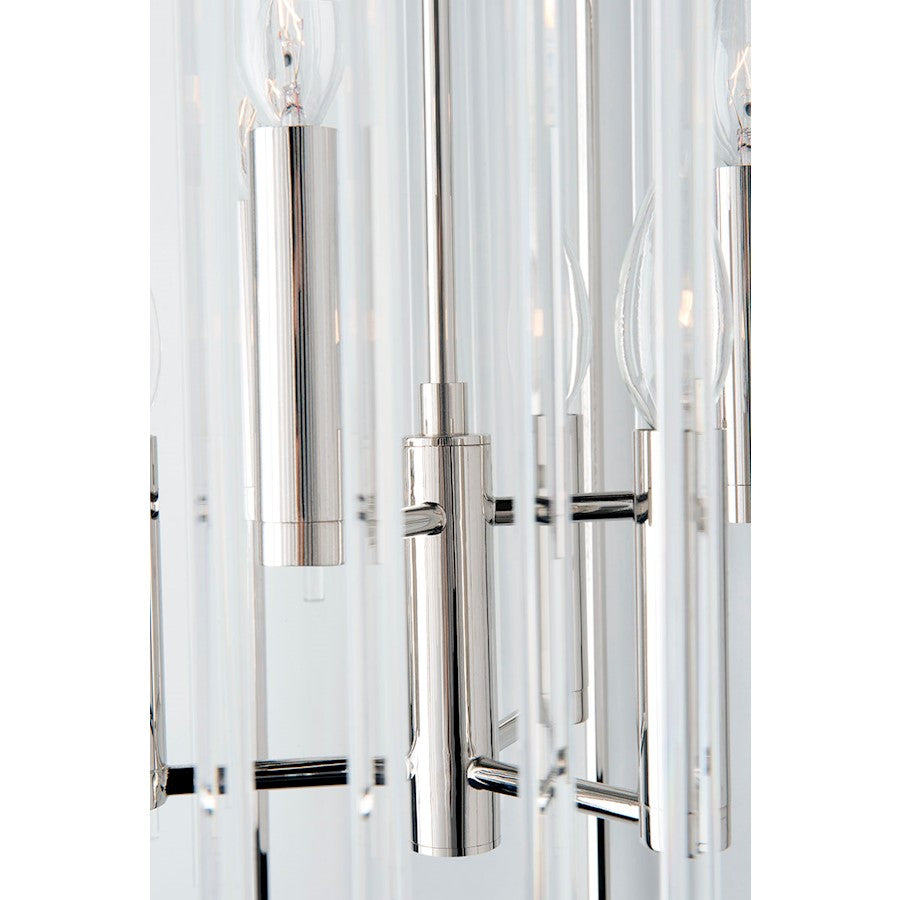 6 Light Chandelier, Polished Nickel