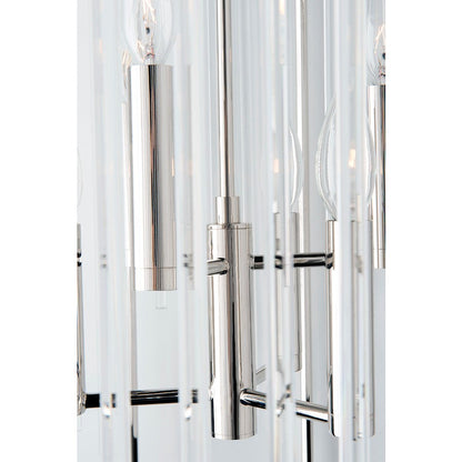 6 Light Chandelier, Polished Nickel