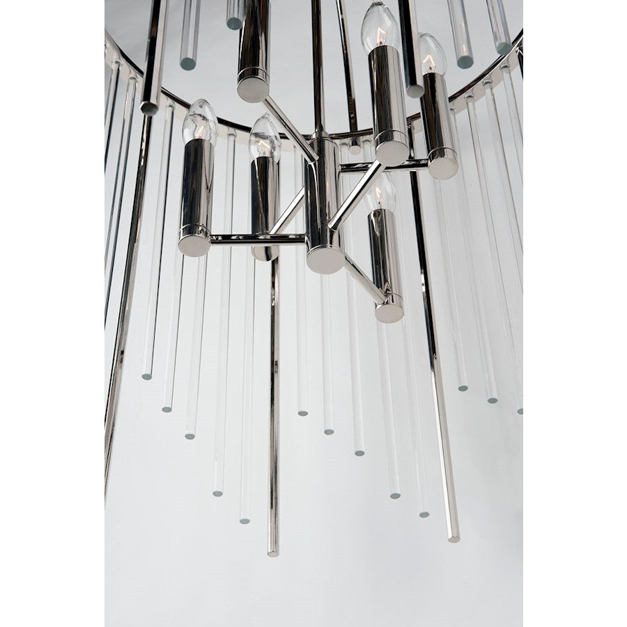 6 Light Chandelier, Polished Nickel