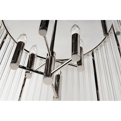 6 Light Chandelier, Polished Nickel