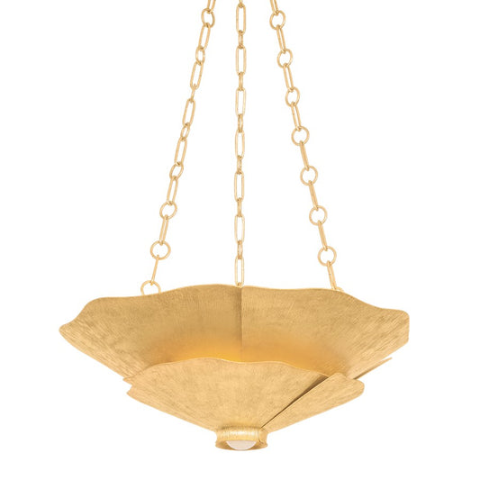 Hudson Valley Spring Valley 4Lt Pendant, Gold Leaf/Seeded Cloud - 2604-VGL