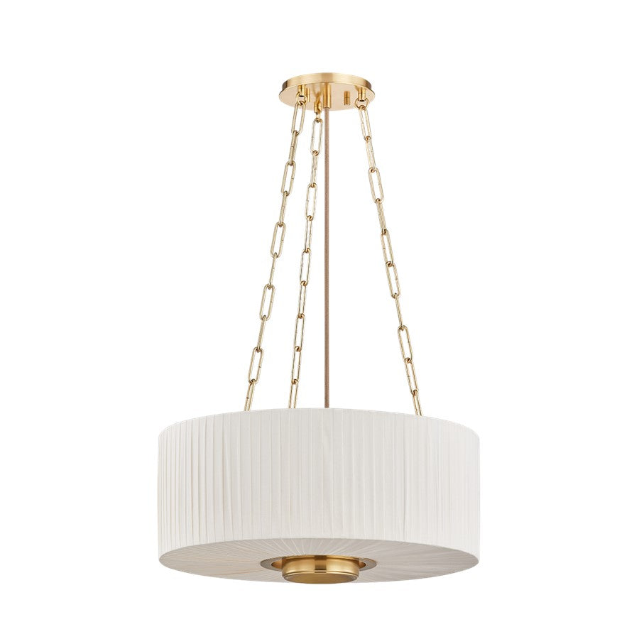 Hudson Valley Camby 3Lt Pendant, Aged Brass/Ivory Linen - 2703-AGB