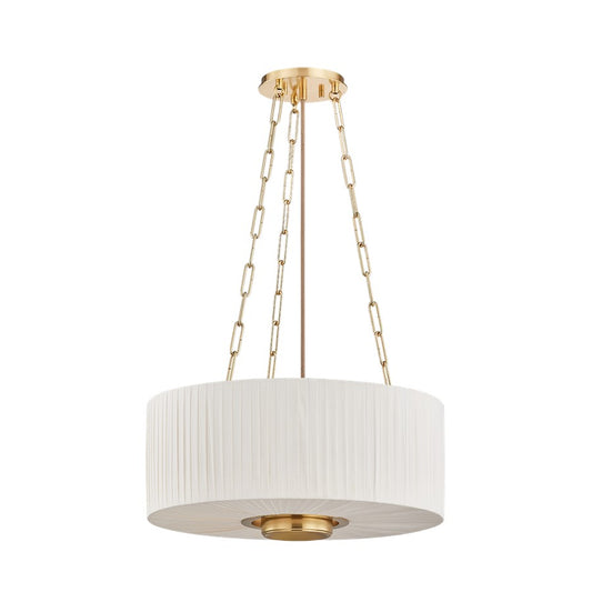 Hudson Valley Camby 3Lt Pendant, Aged Brass/Ivory Linen - 2703-AGB