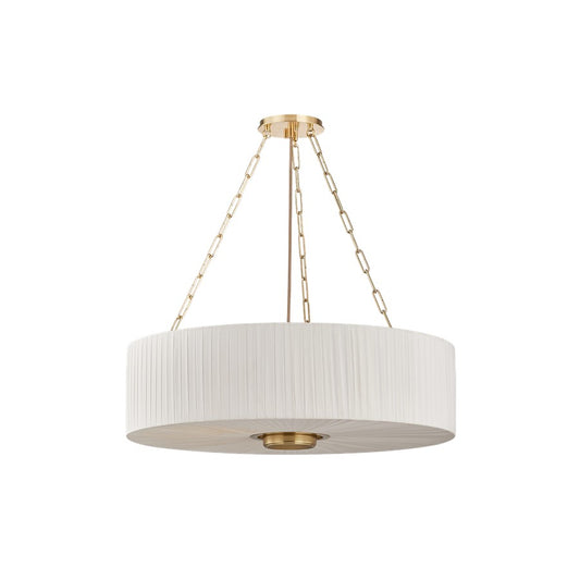 Hudson Valley Camby 4Lt Chandelier, Aged Brass/Ivory Linen - 2704-AGB