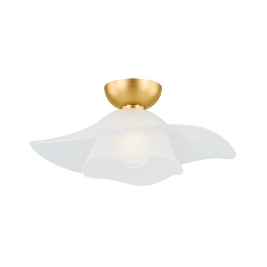Hudson Valley Netherlee 1 Light Flush Mount, Aged Brass/Etched Matte - 2918-AGB