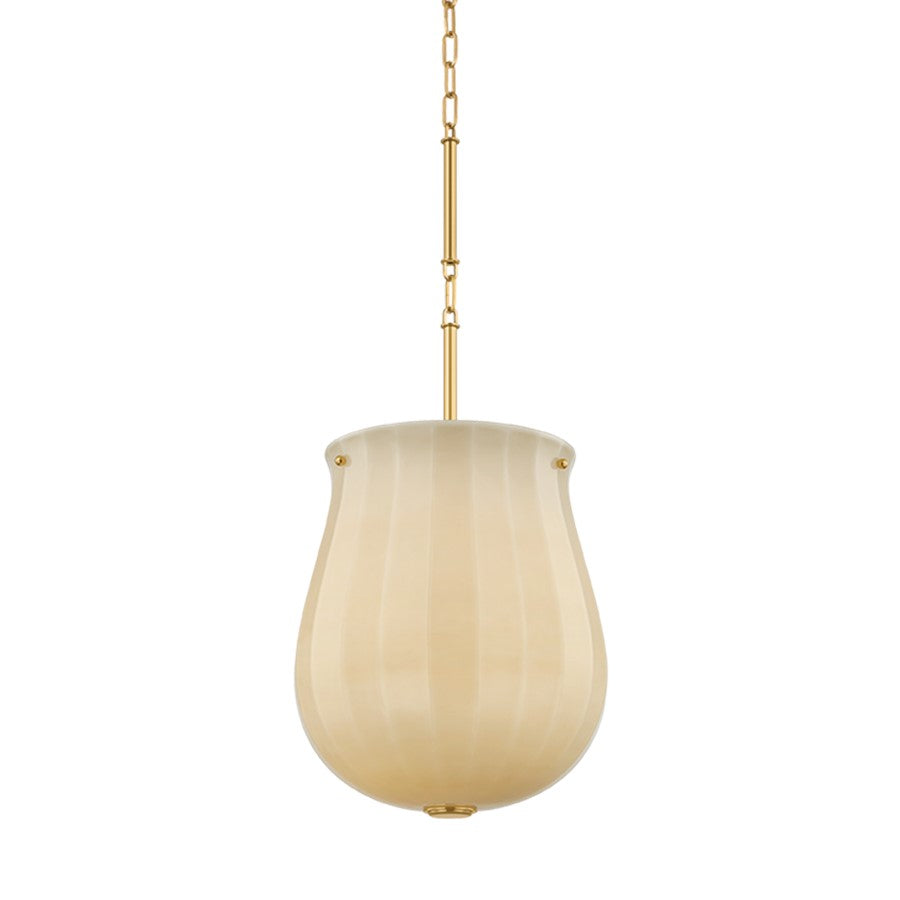 Hudson Valley Nevins 1 Light Pendant, Aged Brass/Etched With Optic - 3113-AGB
