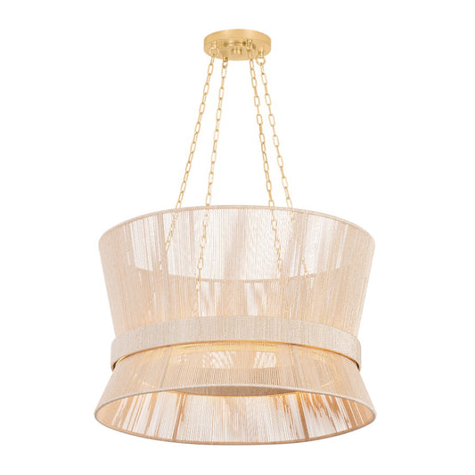 Hudson Valley Ocean Hill 1Lt Pendant, Vintage Gold Leaf/Abaca - 3124-VGL