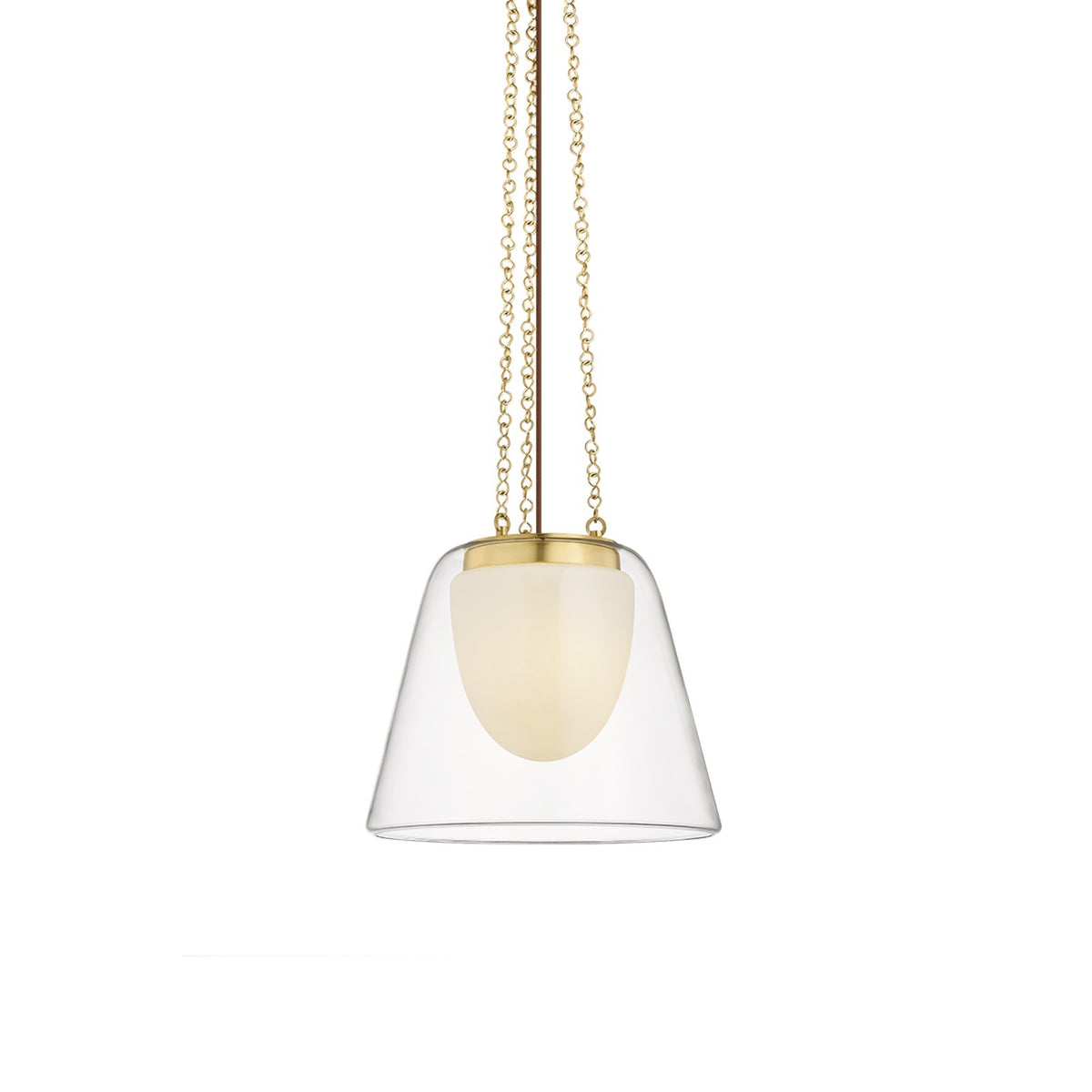Hudson Valley Pine Bush 14in 1-Light Pendant | Contemporary Aged Brass and Clear Glass | Kitchen Island & Dining Room | 14 x 12.75 in | Model 3213-AGB