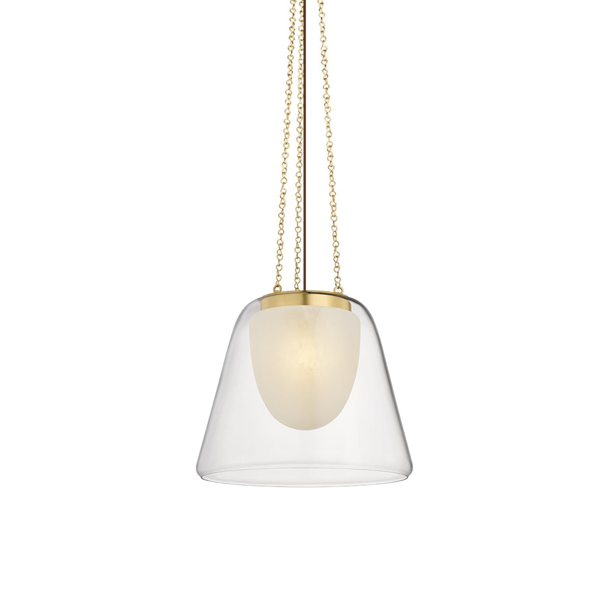 Hudson Valley Pine Bush 18in 1-Light Pendant | Aged Brass and Clear Glass | Kitchen Island & Dining Room | 18.25 x 16 in | Model 3219-AGB
