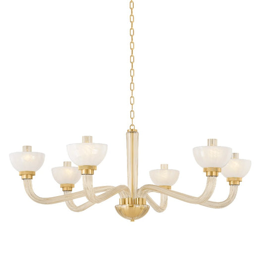 Hudson Valley St. lawrence 6 Light Chandelier, Aged Brass/Cloud - 3306-AGB