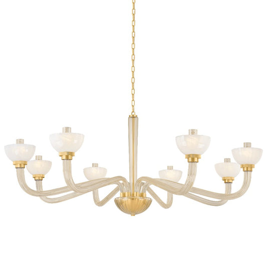 Hudson Valley St. lawrence 8 Light Chandelier, Aged Brass/Cloud - 3308-AGB