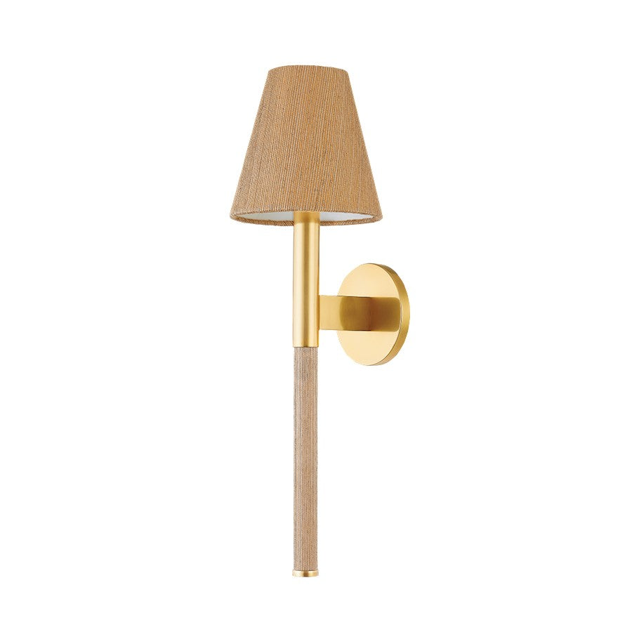 Hudson Valley Lindenwood 1Lt Wall Sconce, Brass/Natural Grasscloth - 3420-AGB