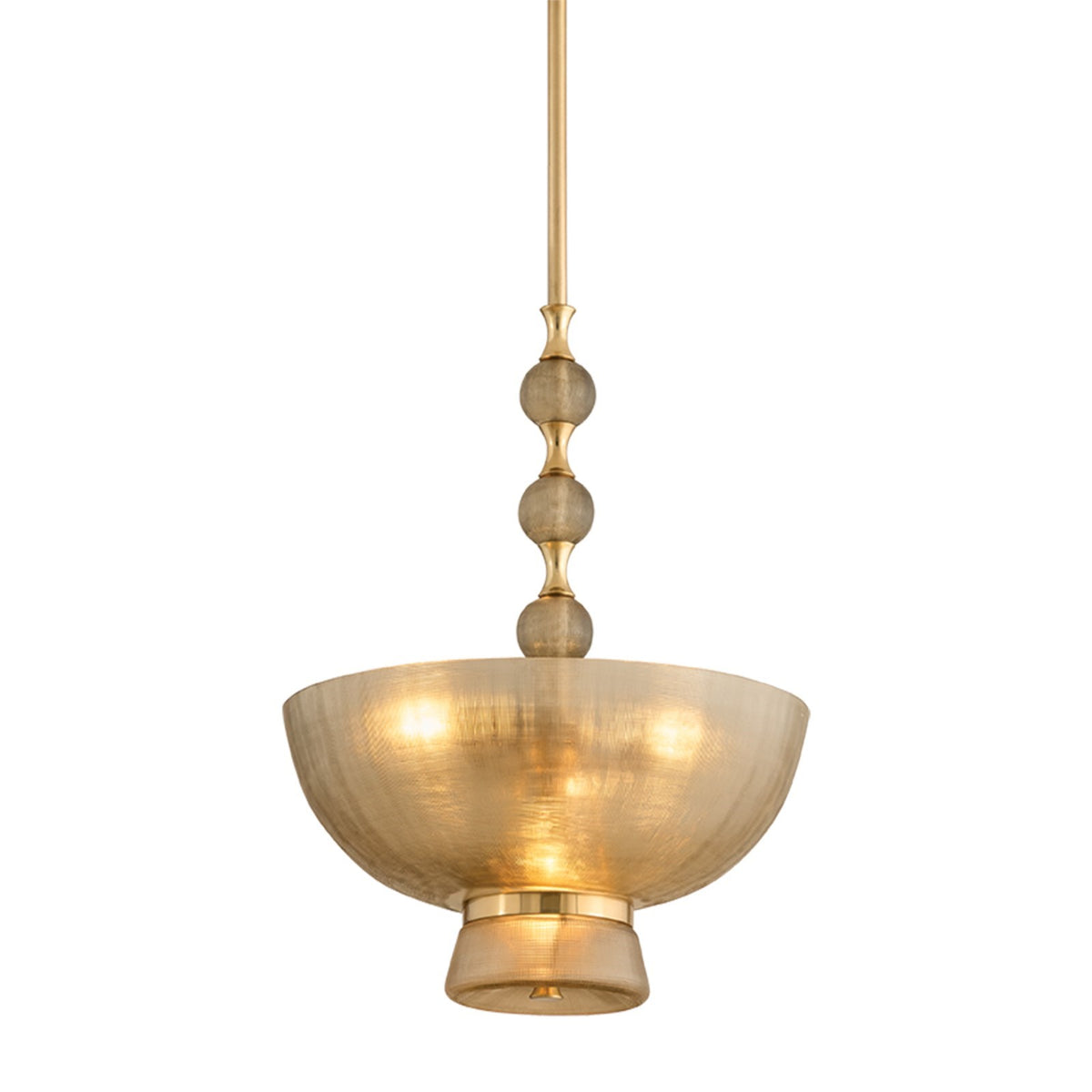 Hudson Valley Maplewood 16in 4-Light Pendant | Vintage Aged Brass and Cross Cut Champagne Glass | Kitchen Island & Dining Room | Model 3464-AGB