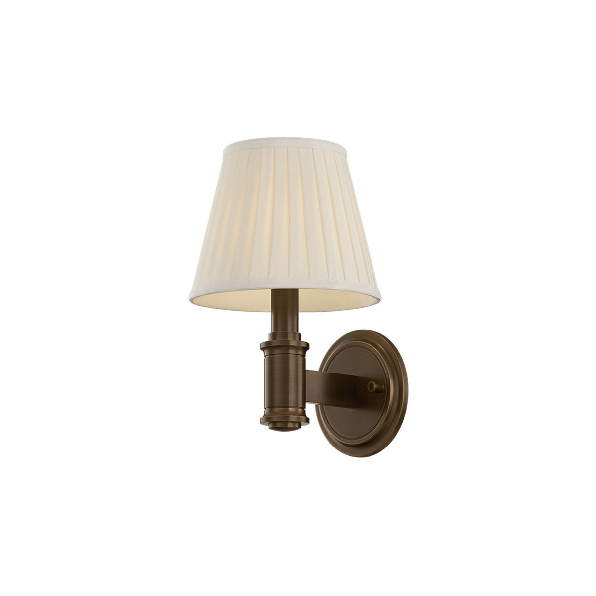 Hudson Valley Woodland Park 1-Light Wall Sconce | Traditional Old World Brass and Cream Silk Textile | Bedroom & Hallway | Model 3507-OWB