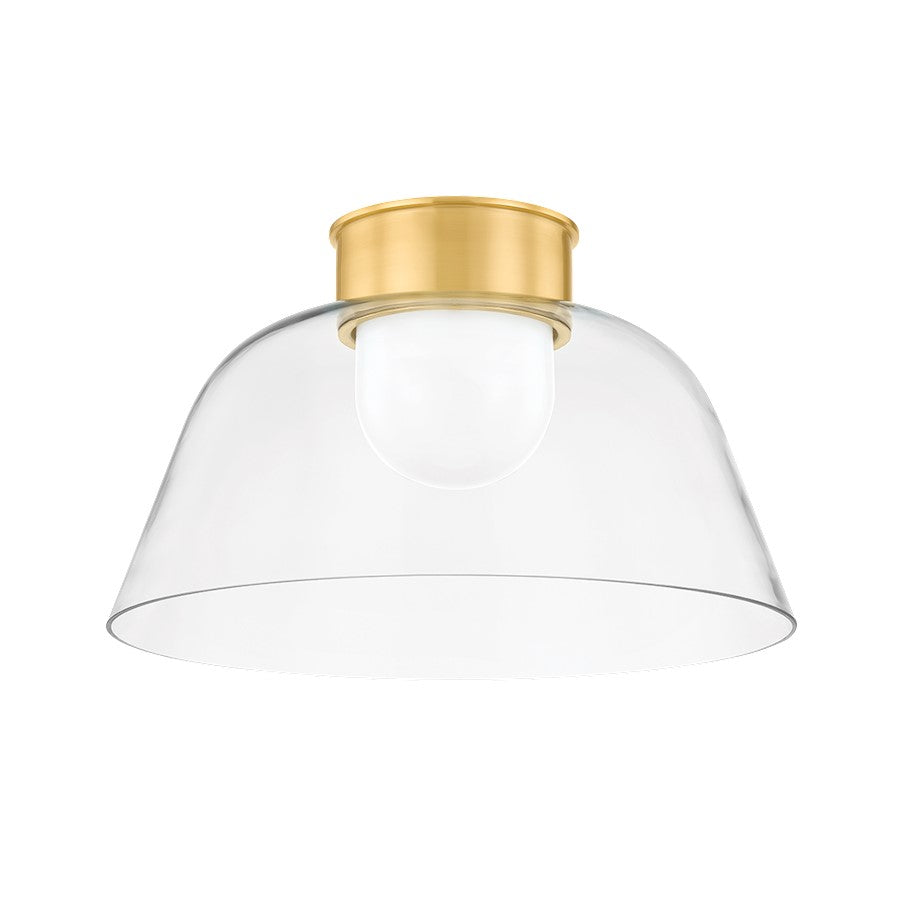 Hudson Valley Lakeside 1 Light 20" Flush Mount, Aged Brass/Clear - 3520-AGB