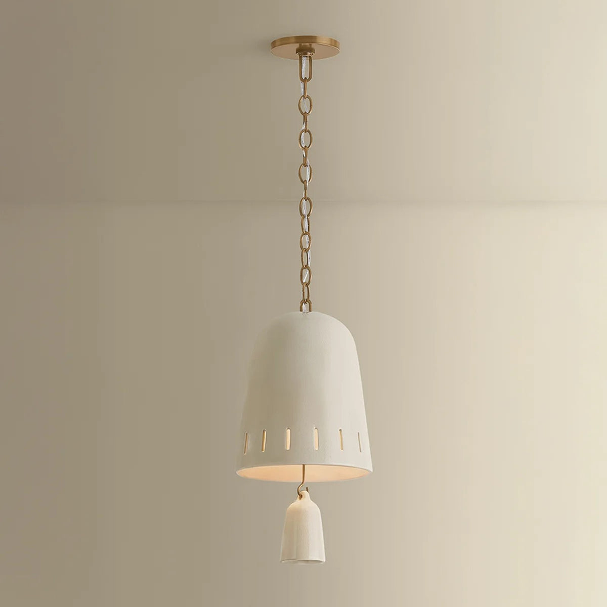 Hudson Valley Omi 1 Light 17" Pendant, Patina Brass/Ivory Crackle