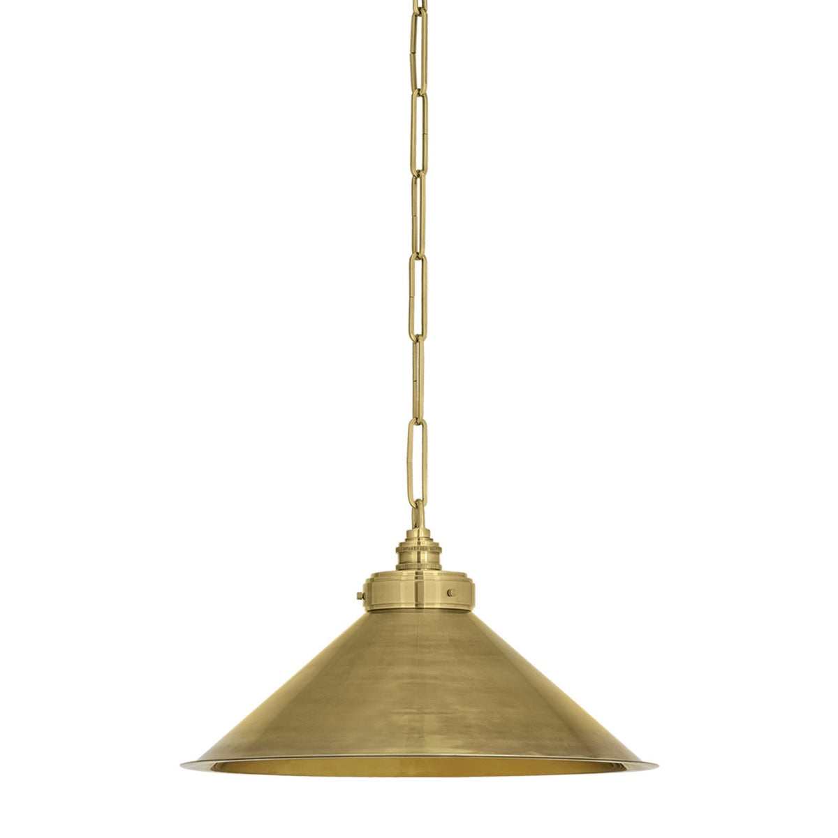 Hudson Valley Euclid 20in 1-Light Pendant | Mid-Century Old World Brass and Brass Shade | Kitchen Island & Dining Room | Model 3619-OWB