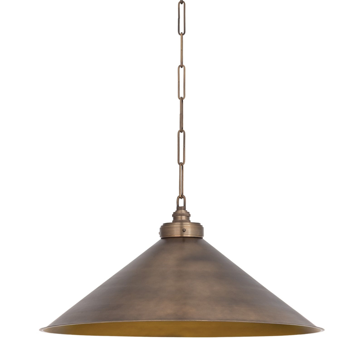 Hudson Valley Euclid 30in 1-Light Pendant | Heritage Vintage Brass and Brass Shade | Kitchen Island & Dining Room | 30 x 13.75 in | Model 3629-VB